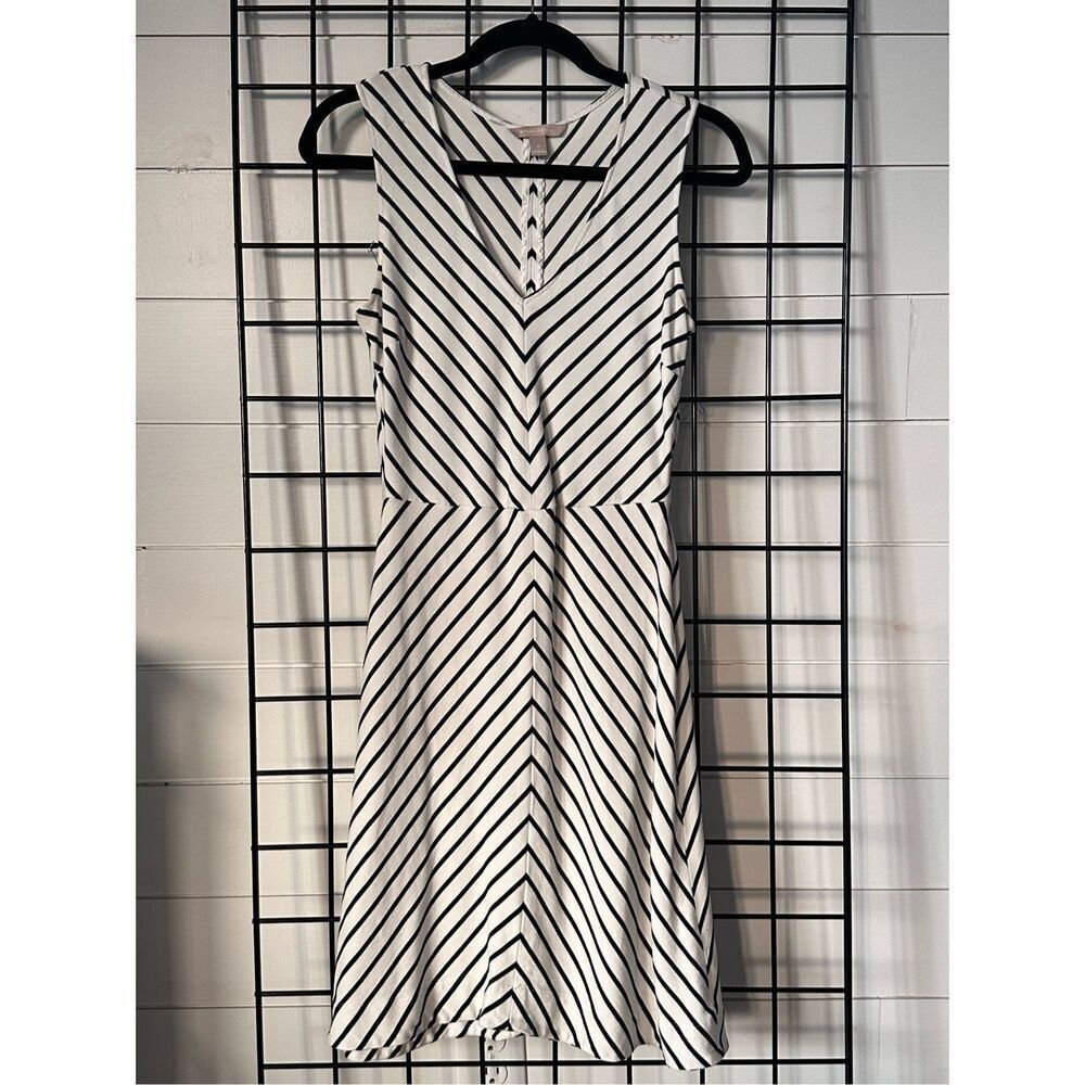 BANANA REPUBLIC Striped Sleeveless Tank Dress Womens 8 Black White‎ A-line